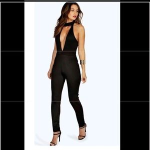 Black Deep Plunge Jumpsuit